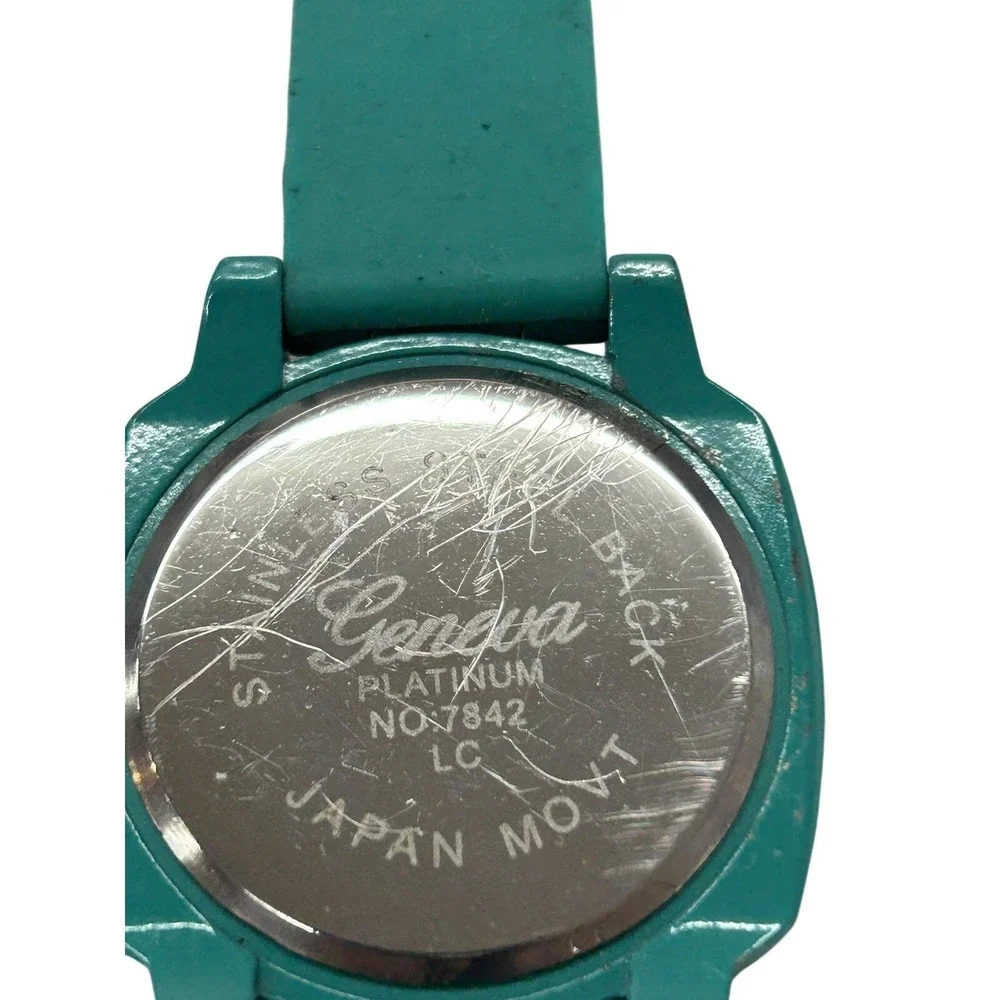 Geneva Womens 7842 Chronograph Style Watch Teal Silicone Band Japan Movt